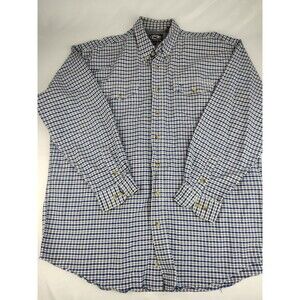 Roper Western Shirt Mens 1XT Button Down Collared Long Sleeve Plaid Blue White
